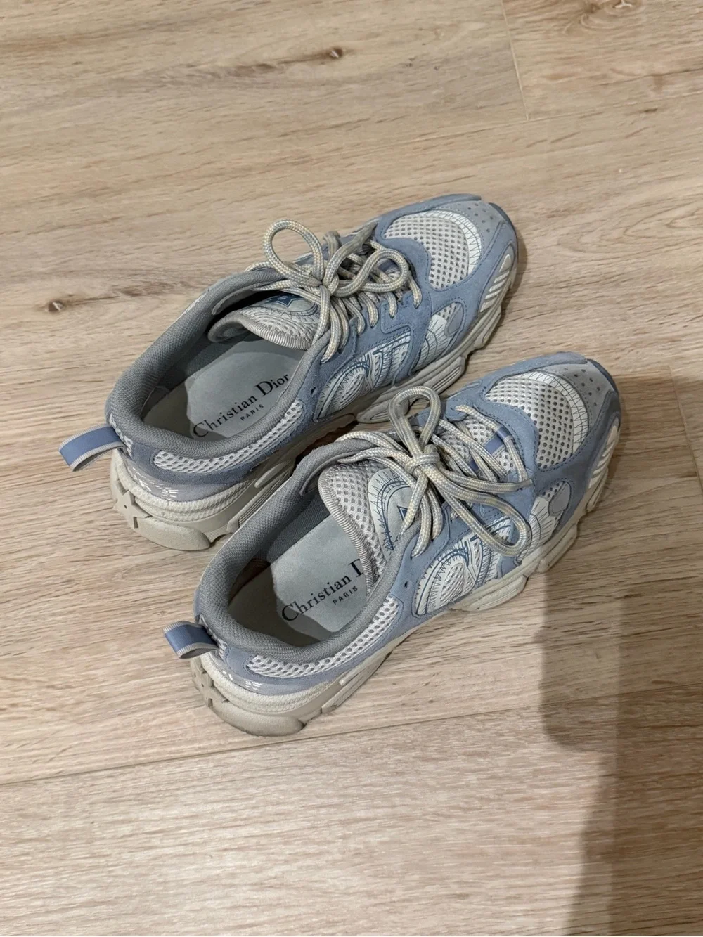 Dior Chrono Sneaker / Gray-Blue Mesh and Suede Calfskin